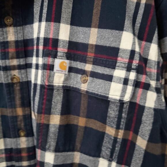 CARHARTT | Hubbard Classic Plaid Long Sleeve Shirt Thick Flannel Tavy Tan | XL - Picture 5 of 10